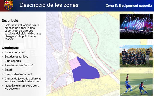 Descripcin de la zona de equipamiento deportivo del proyecto del Bara Parc en el litoral de Viladecans, al lado de Gav Mar